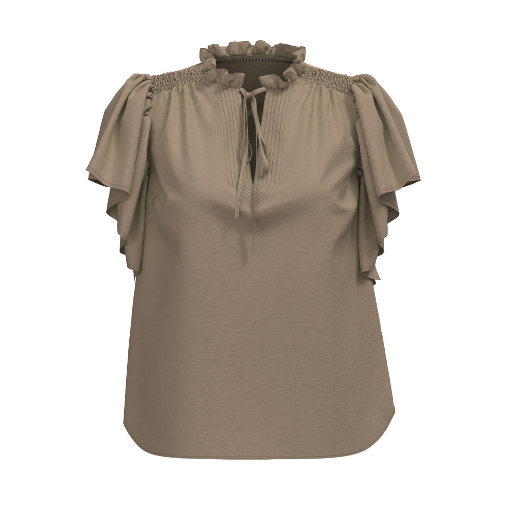 CO' COUTURE Hera Frill Top Walnut