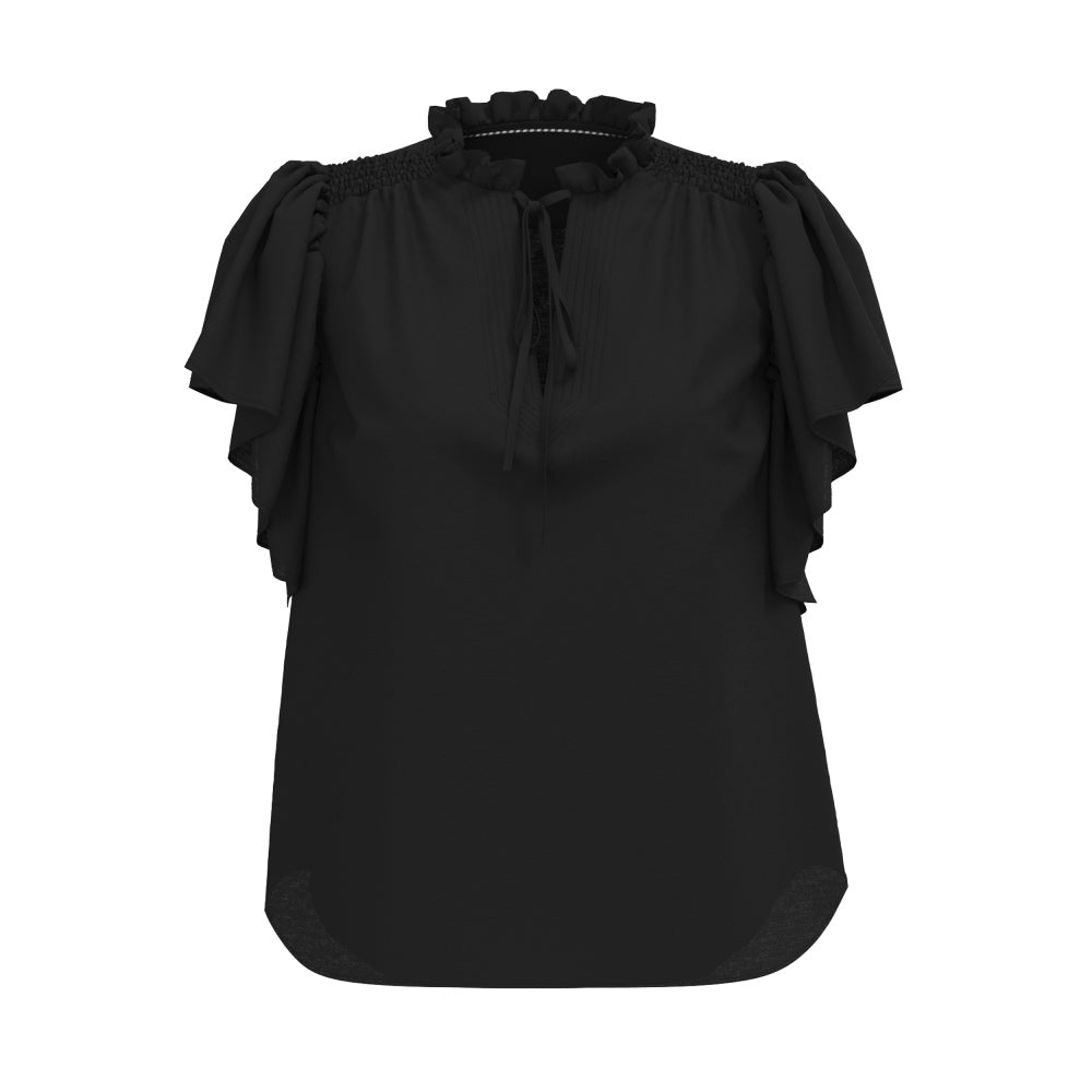 CO' COUTURE Hera SS Frill Top Black