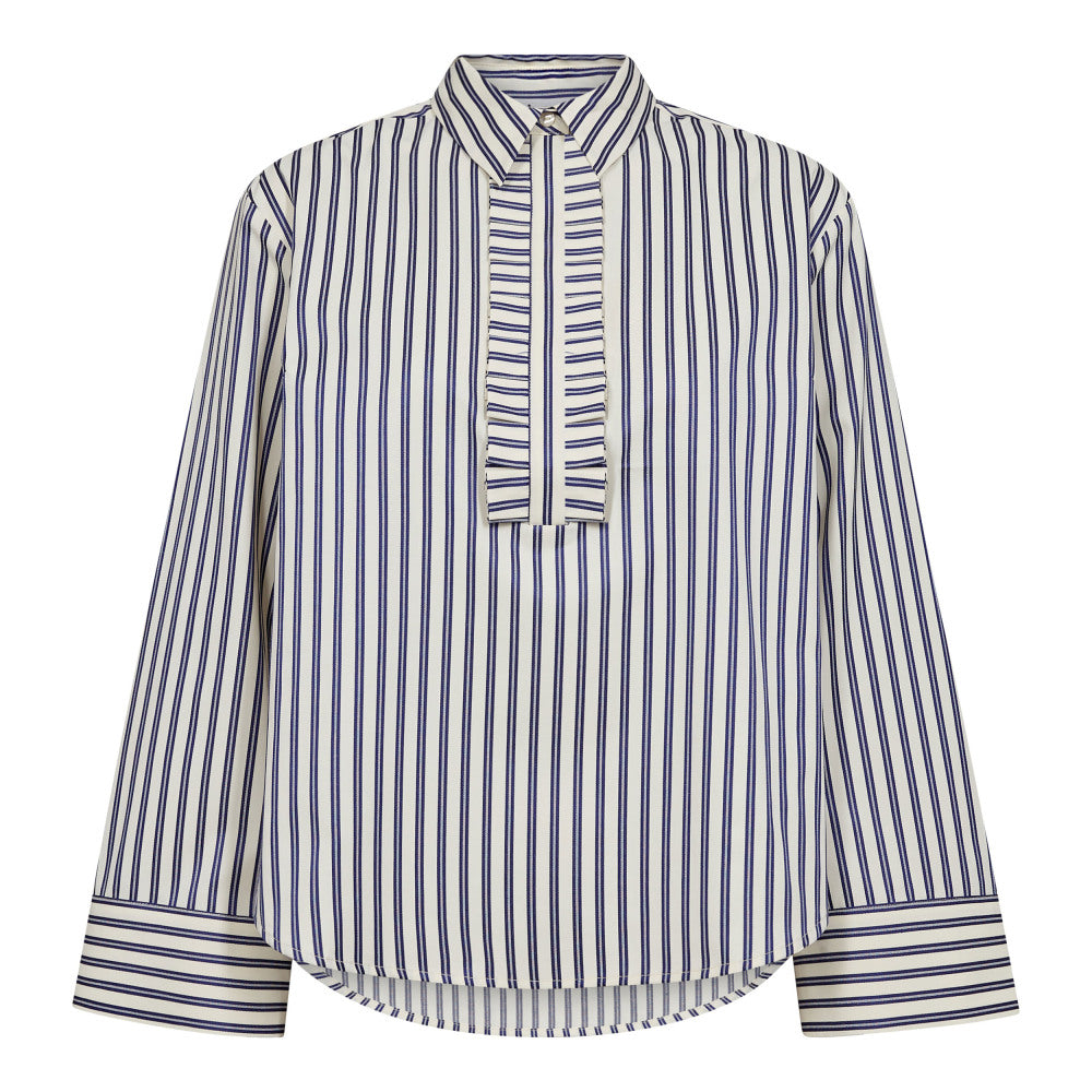 CO' COUTURE Samson Stripe Frill Shirt Navy
