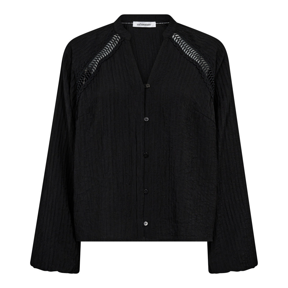 CO' COUTURE Shina Frill Lace Shirt Black