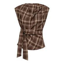 Indlæs billede til gallerivisning CO' COUTURE Dagny Check Pleat Top Brown
