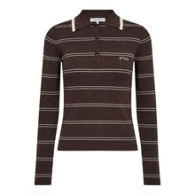 Indlæs billede til gallerivisning CO' COUTURE Lue Stripe Polo Knit Dark Brown
