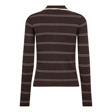 Indlæs billede til gallerivisning CO' COUTURE Lue Stripe Polo Knit Dark Brown
