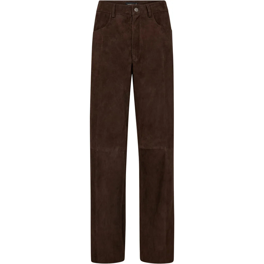 DEPECHE Cat Suede Straight Leg Dusty Brown