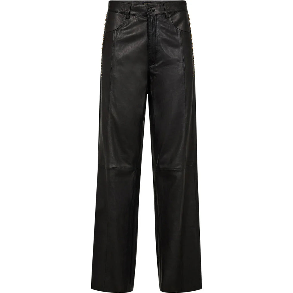 DEPECHE Cat MW Suede Straight Leg Pant Black
