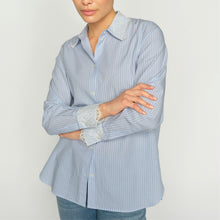 Indlæs billede til gallerivisning MOS MOSH Elinda Stripe Lace Shirt Brunnera Blue

