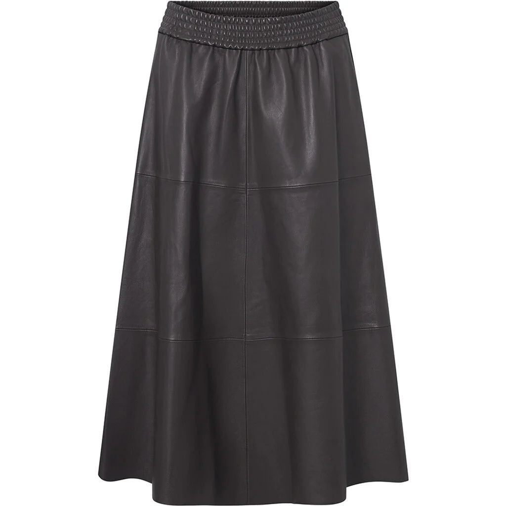 DEPECHE Evelyn Leather Skirt Chocolate