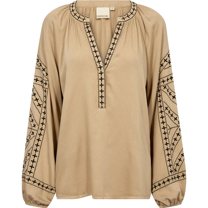 DEPECHE 100388 Liva Blouse Sand