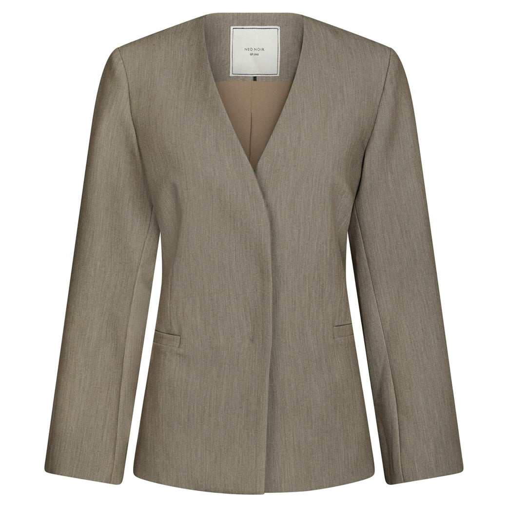 NEO NOIR Frillis Fitted Blazer Dark Sand