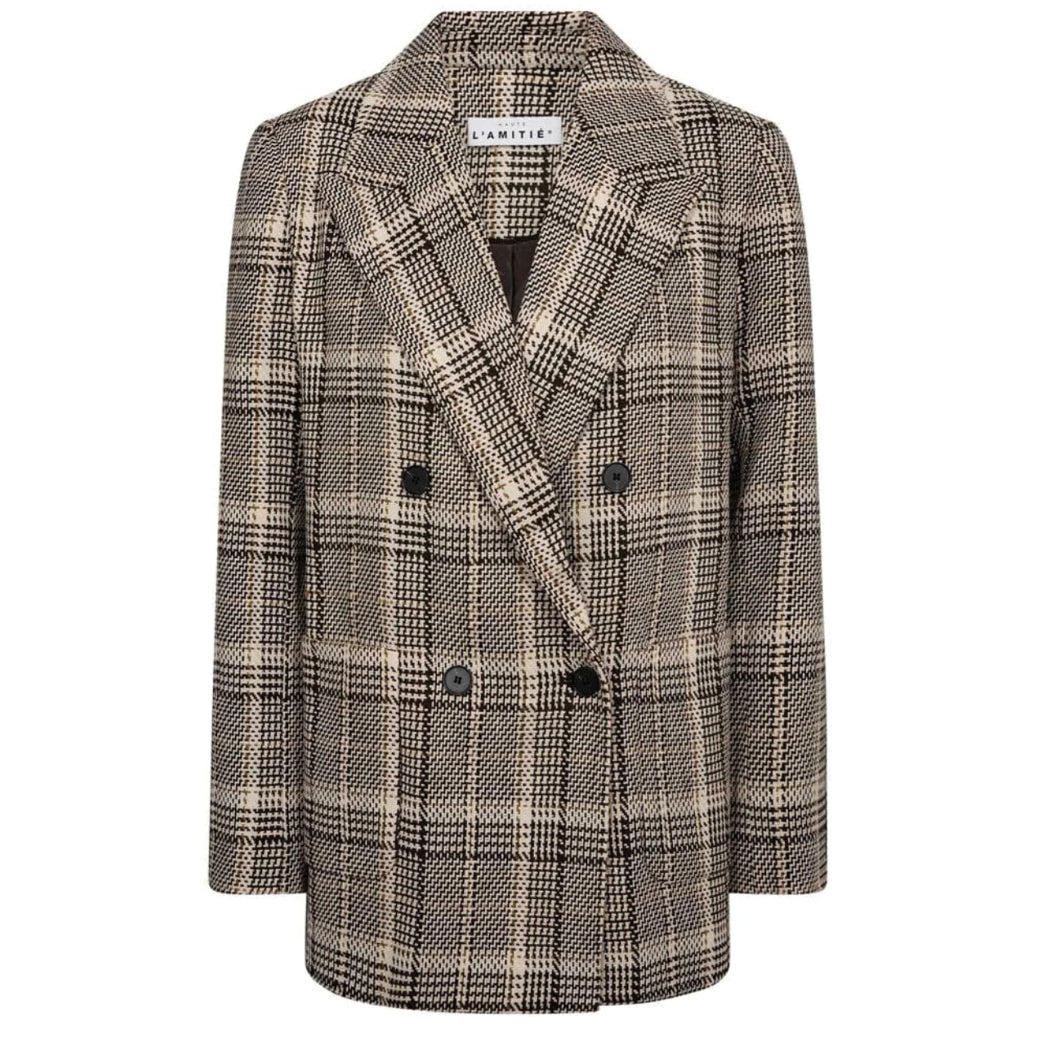 HAUTE L'AMITIE Blanket Check Blazer Mocca