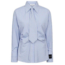 Indlæs billede til gallerivisning HAUTE L'AMITIE Emma Tie Stripe Shirt Pale Blue
