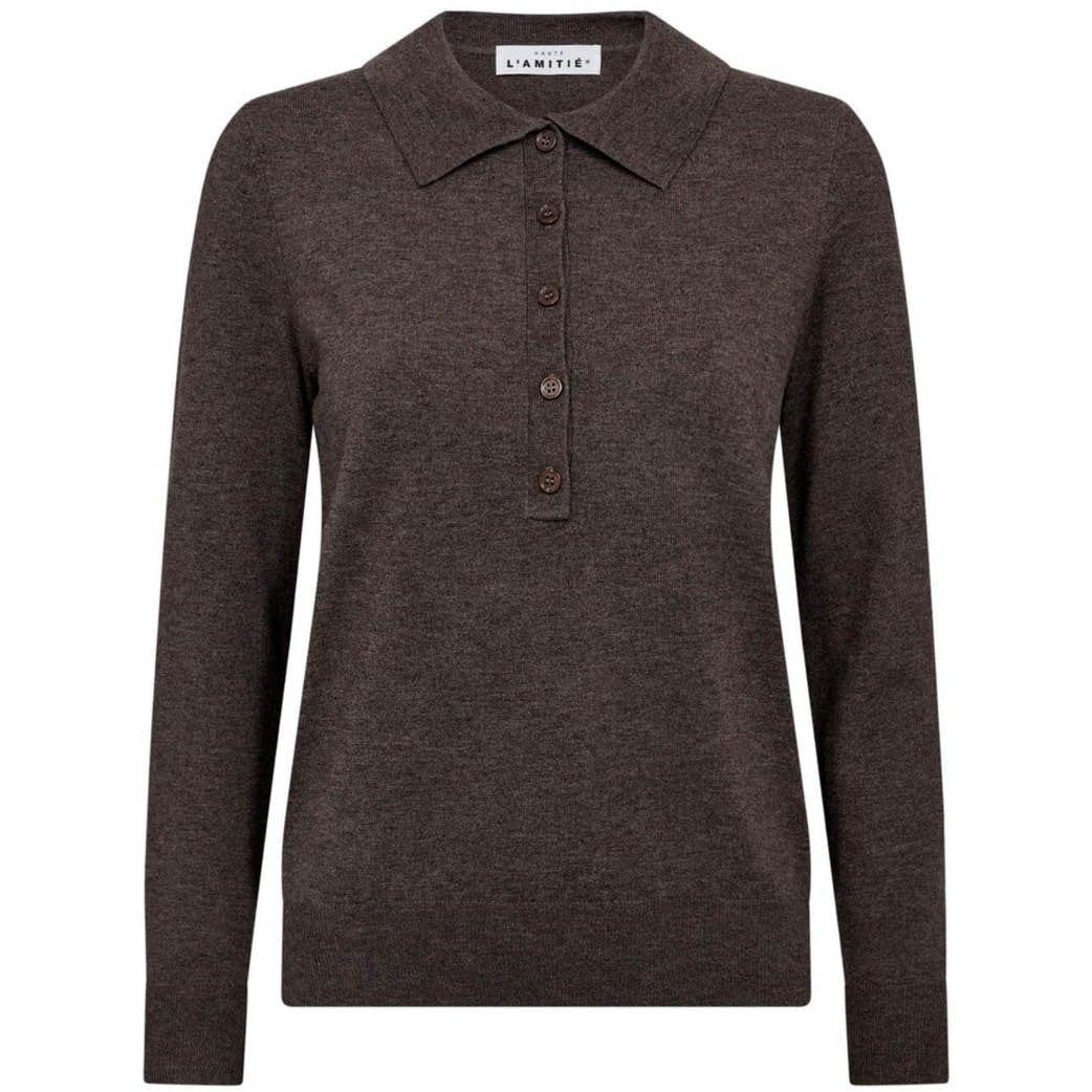 HAUTE L'AMITIE Premiere Polo Knit Mocca