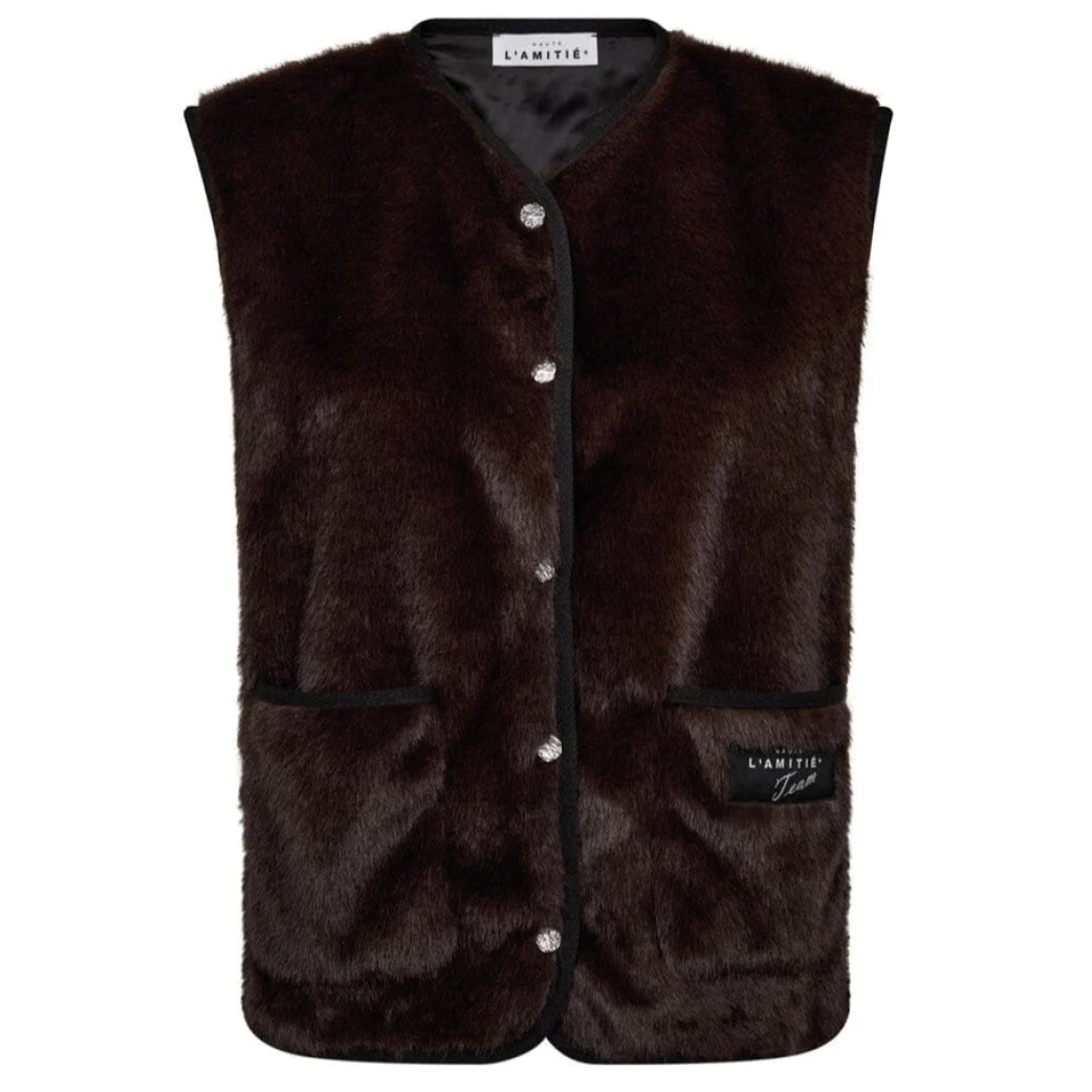 HAUTE L'AMITIE Fur Tech Vest Mocca