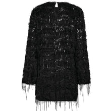 Indlæs billede til gallerivisning HAUTE L'AMITIE Sequin Fringe Midi Dress Sort
