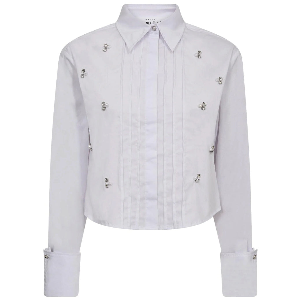 HAUTE L'AMITIE Pearl Crop Shirt White