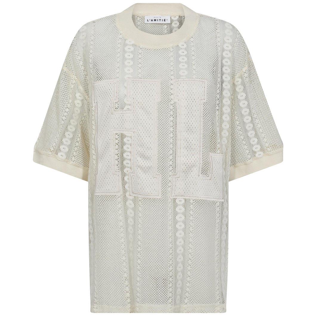 HAUTE L'AMITIE Rough Lace Team Tee Off White