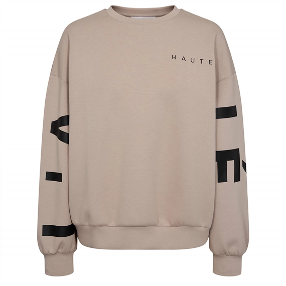 HAUTE L'AMITIE Maxi Split Logo Sweat Beige