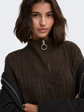 Indlæs billede til gallerivisning JDY Andrea Zip Cable Pullover Coffee Bean
