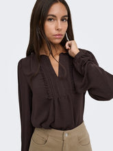 Indlæs billede til gallerivisning JDY Rachel Life Ls Pintuck Top Chocolate Plum
