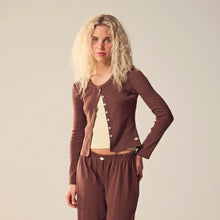 Indlæs billede til gallerivisning MAANESTEN Winter Pointelle Cardigan Brown
