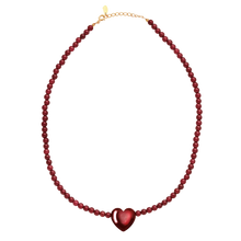 Indlæs billede til gallerivisning MAANESTEN Maroon Heart Necklace
