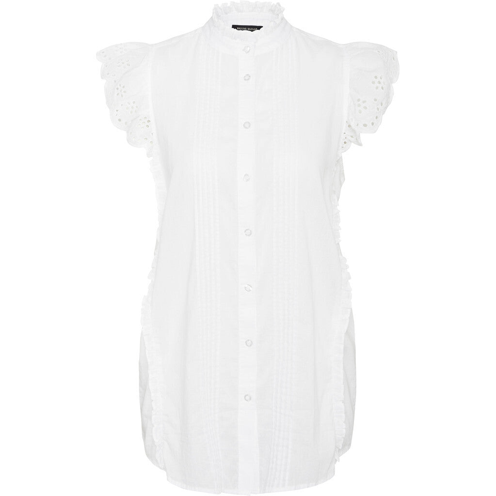 BRUUNS BAZAAR Carpinus Pleat Shirt White