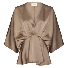 Indlæs billede til gallerivisning NEO NOIR Rivina Heavy Sateen Blouse Dark Taupe
