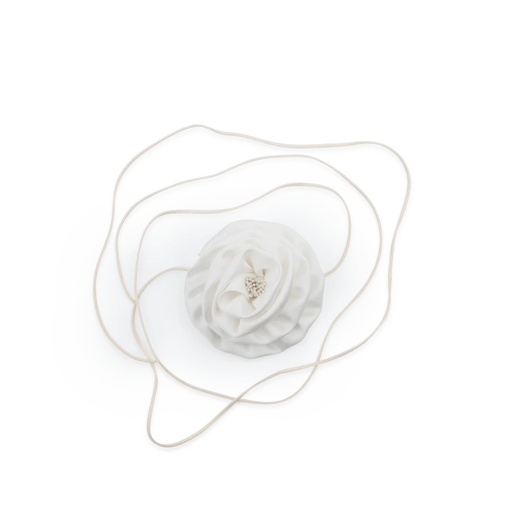 SUI AVA Smooth Flower Belt White