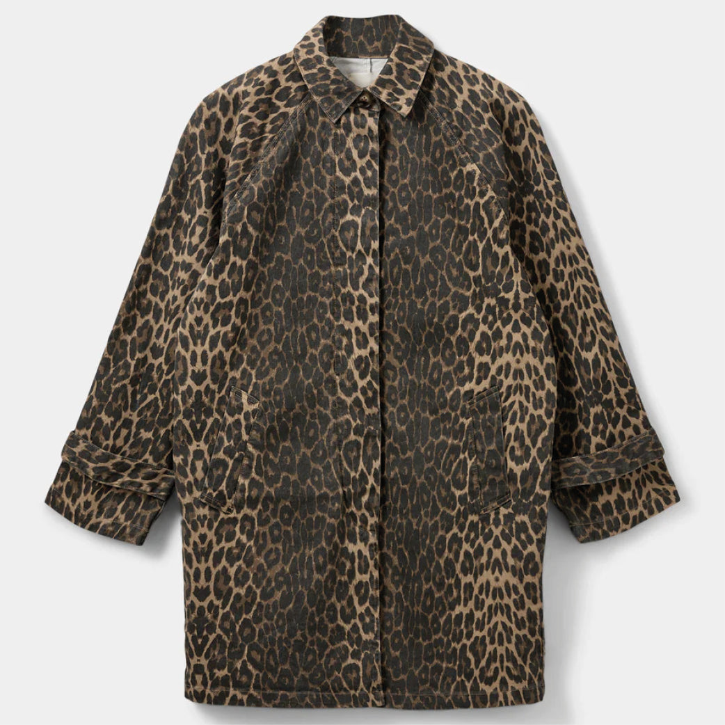 SOFIE SCHNOOR S251425 Trench Coat Light Brown Leopard