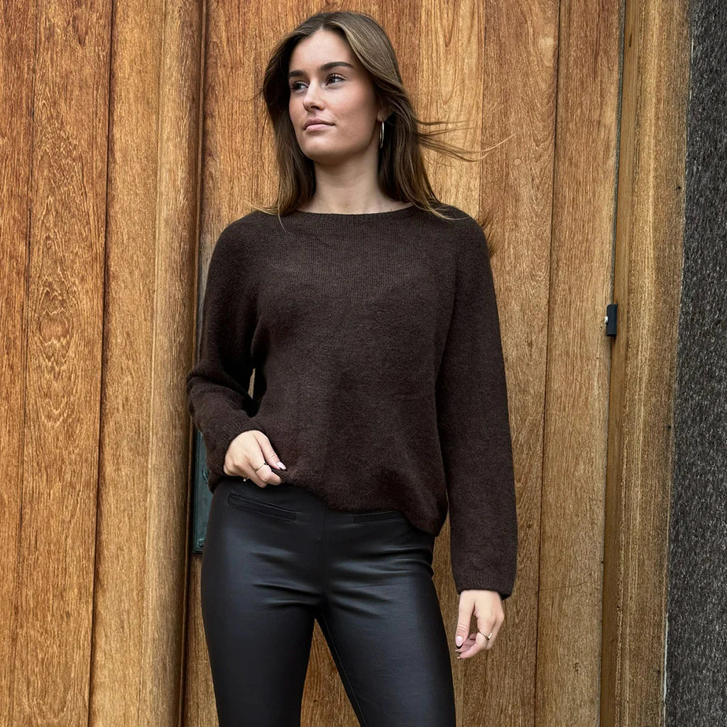 DEPECHE Sarah Alpaca O-Neck Brown