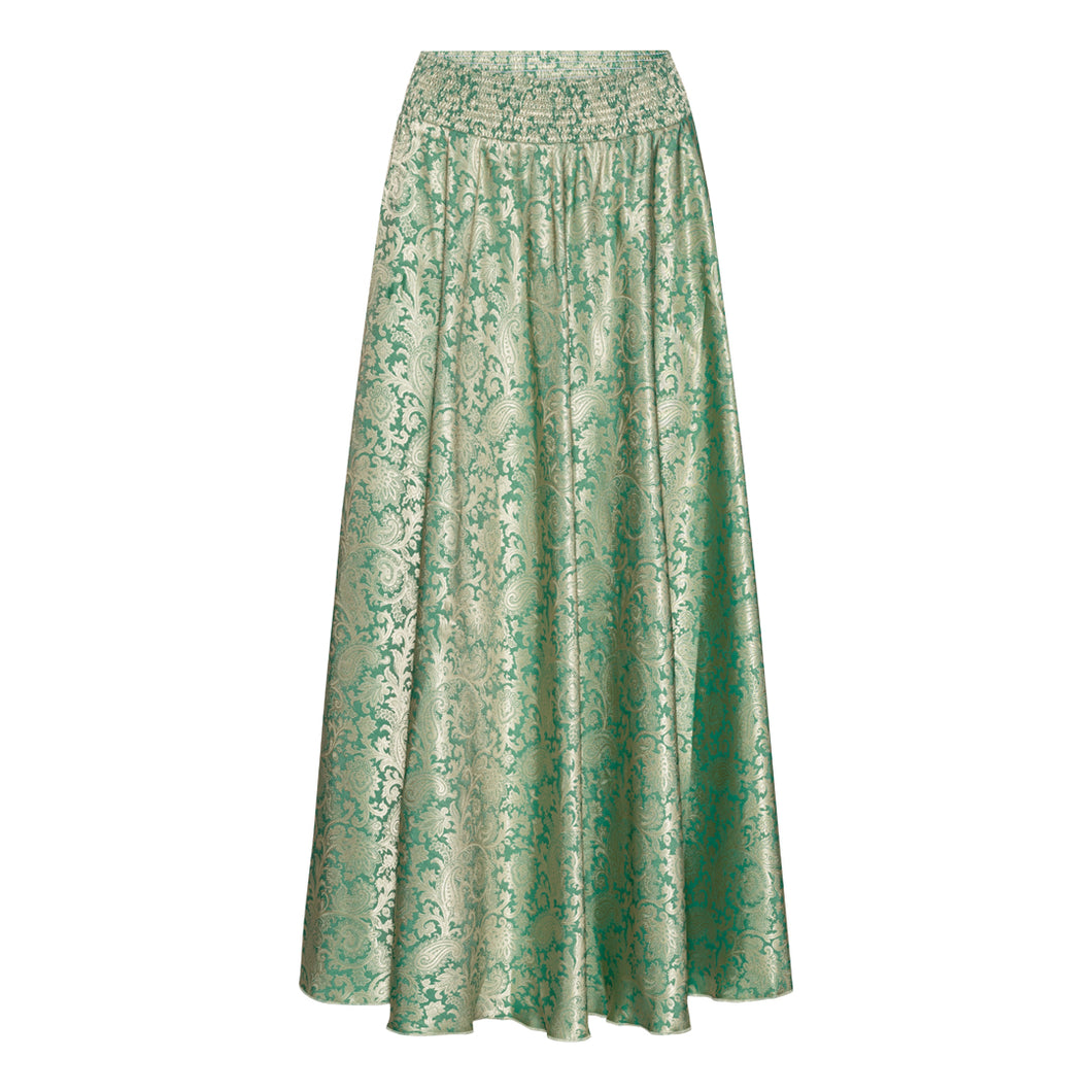 KARMAMIA Savannah Skirt Emerald Gold Jacquard
