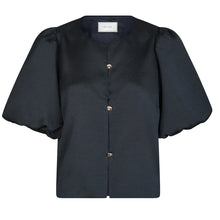 Indlæs billede til gallerivisning NEO NOIR Aisa Dull Satin Blouse Navy
