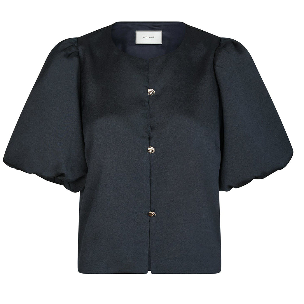 NEO NOIR Aisa Dull Satin Blouse Navy