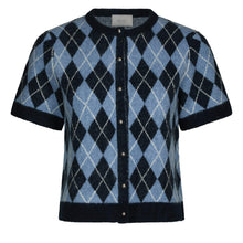 Indlæs billede til gallerivisning NEO NOIR Allestar Check Knit Cardigan Navy
