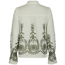 Indlæs billede til gallerivisning NEO NOIR Amara Stripe Emb Blouse Dusty Green
