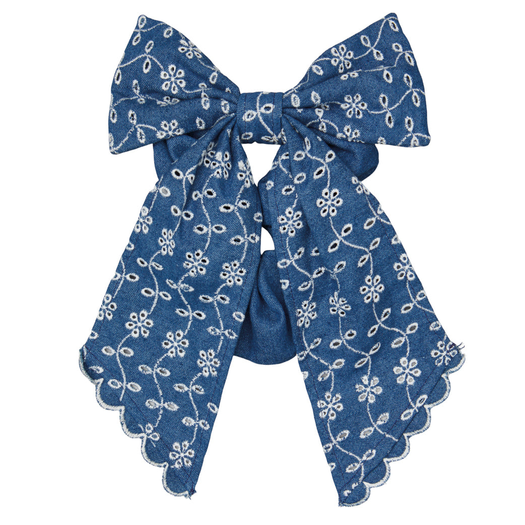 BECK SÖNDERGAARD Angela Denim Bow Scrunchie Coronet Blue