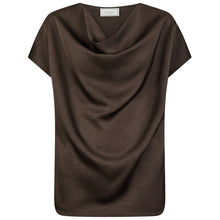 Indlæs billede til gallerivisning NEO NOIR Annabeth Heavy Sateen Tee Dark Brown
