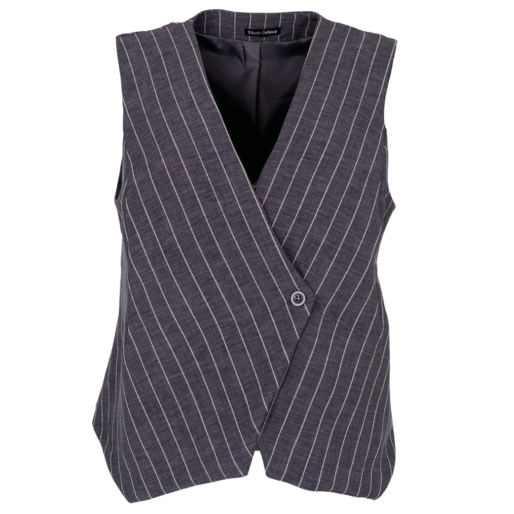 BLACK COLOUR Bcchicago Vest Grey Stripe