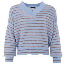 Indlæs billede til gallerivisning BLACK COLOUR Bcdell Striped V-neck Jumper Light Blue
