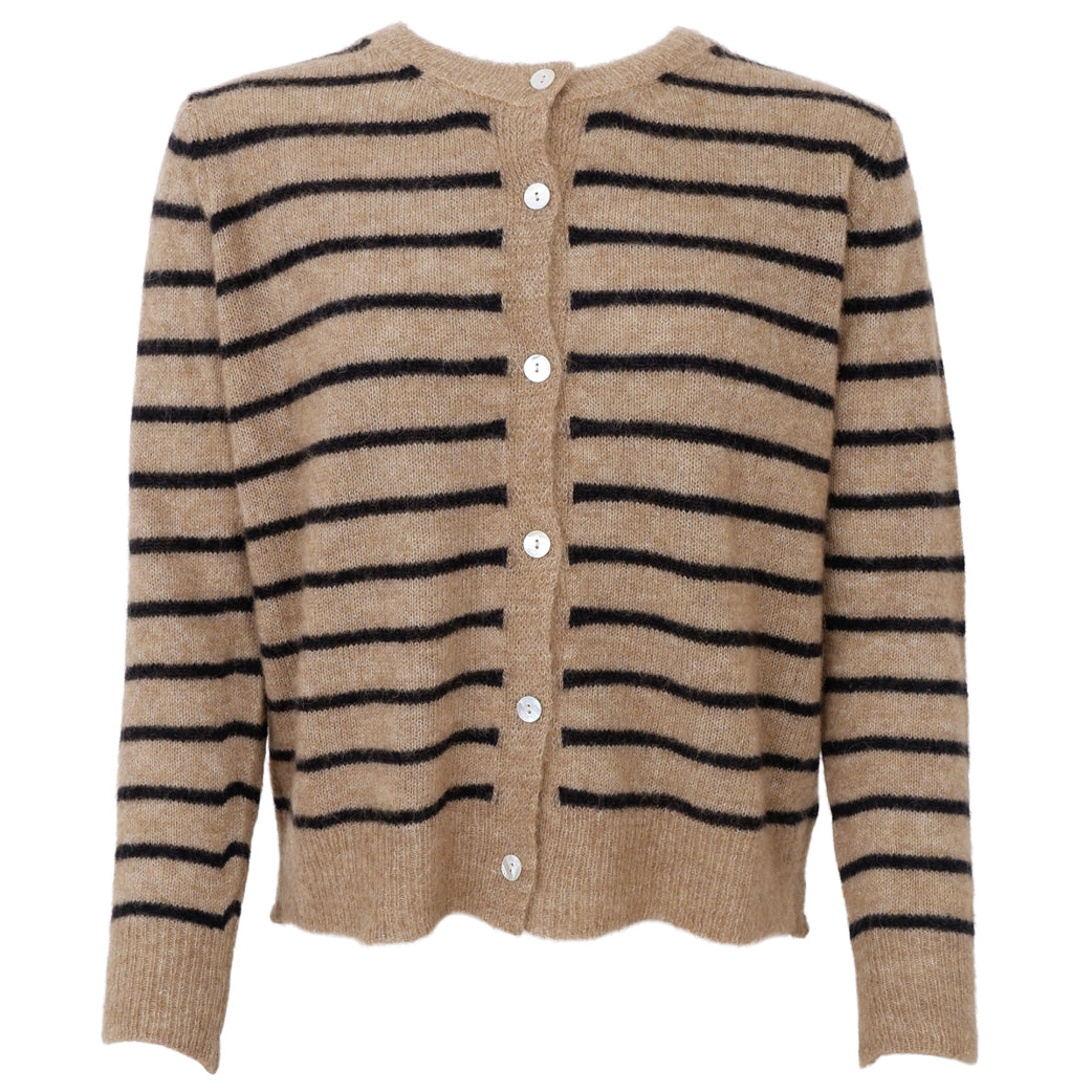 BLACK COLOUR Bcdell Striped Knit Cardigan Taupe