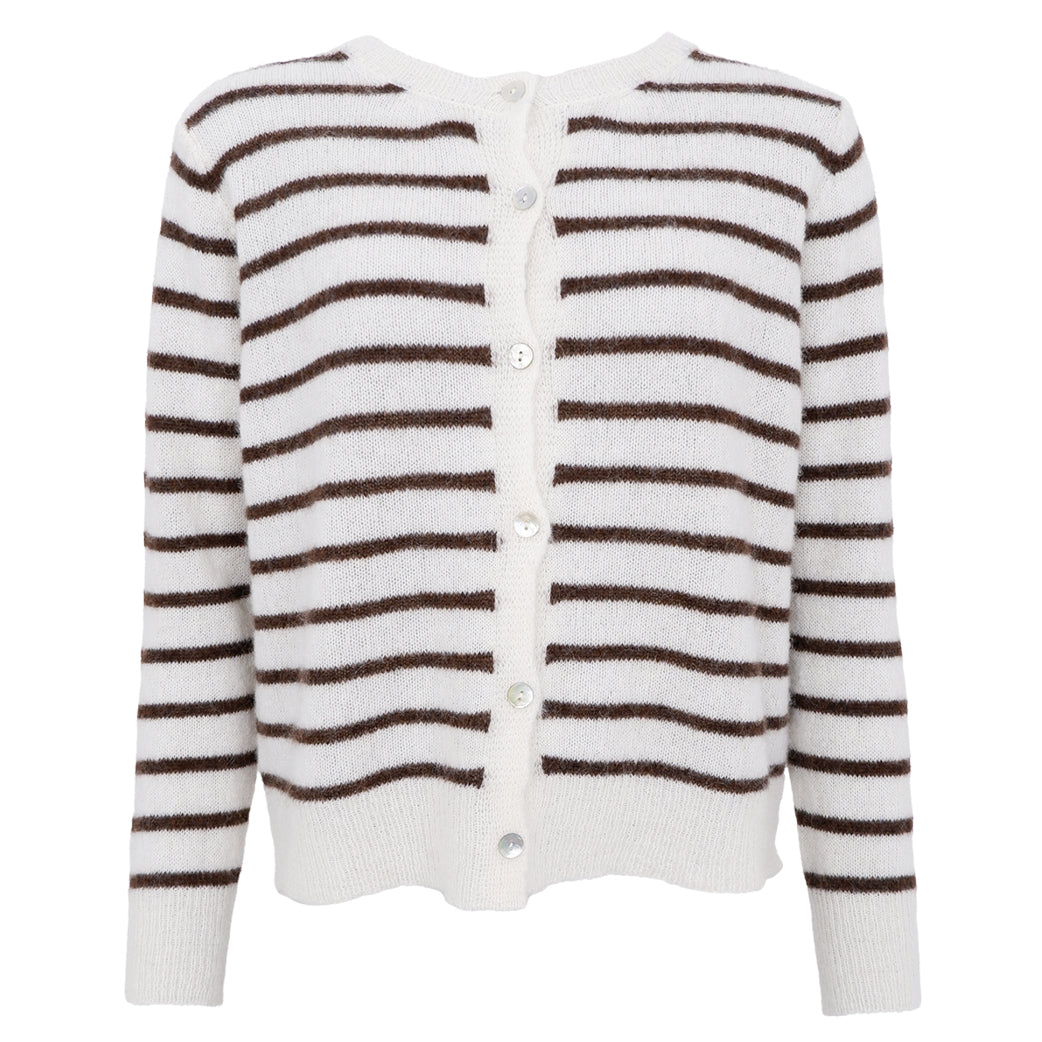 BLACK COLOUR Bcdell Striped Knit Cardigan Off White