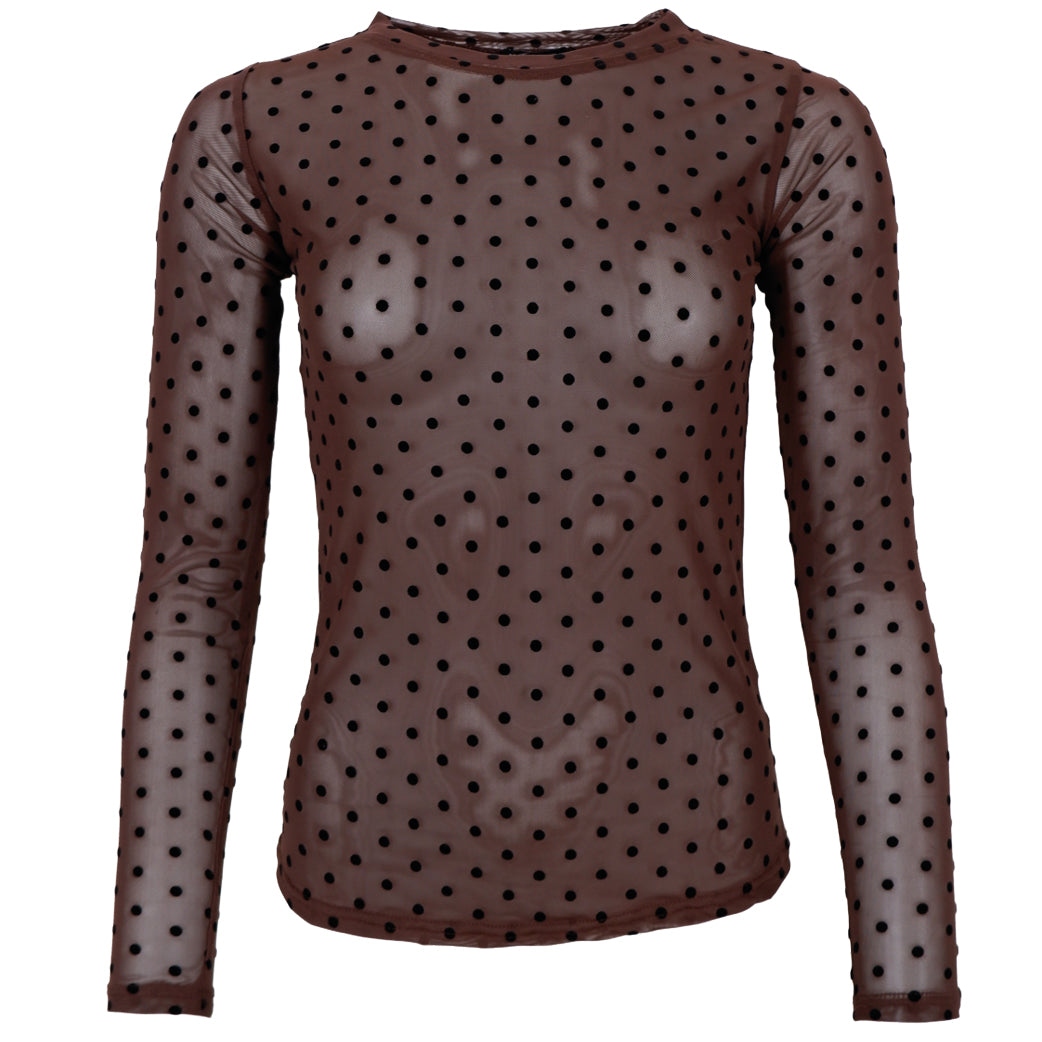 BLACK COLOUR Bcjennie Dotted Mesh Blouse Coffee