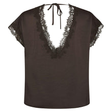 Indlæs billede til gallerivisning NEO NOIR Benera Sateen Lace Blouse Dark Brown
