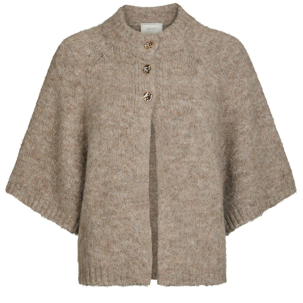 NEO NOIR Benuta Fluffy Knit Cardigan Beige Melange