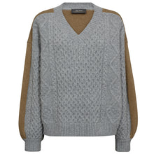 Indlæs billede til gallerivisning MOS MOSH Beth Ottili V-Neck Knit Grey Melange
