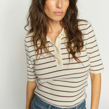 Indlæs billede til gallerivisning MOS MOSH Caliz Stripe SS Knit Coffe Quartz
