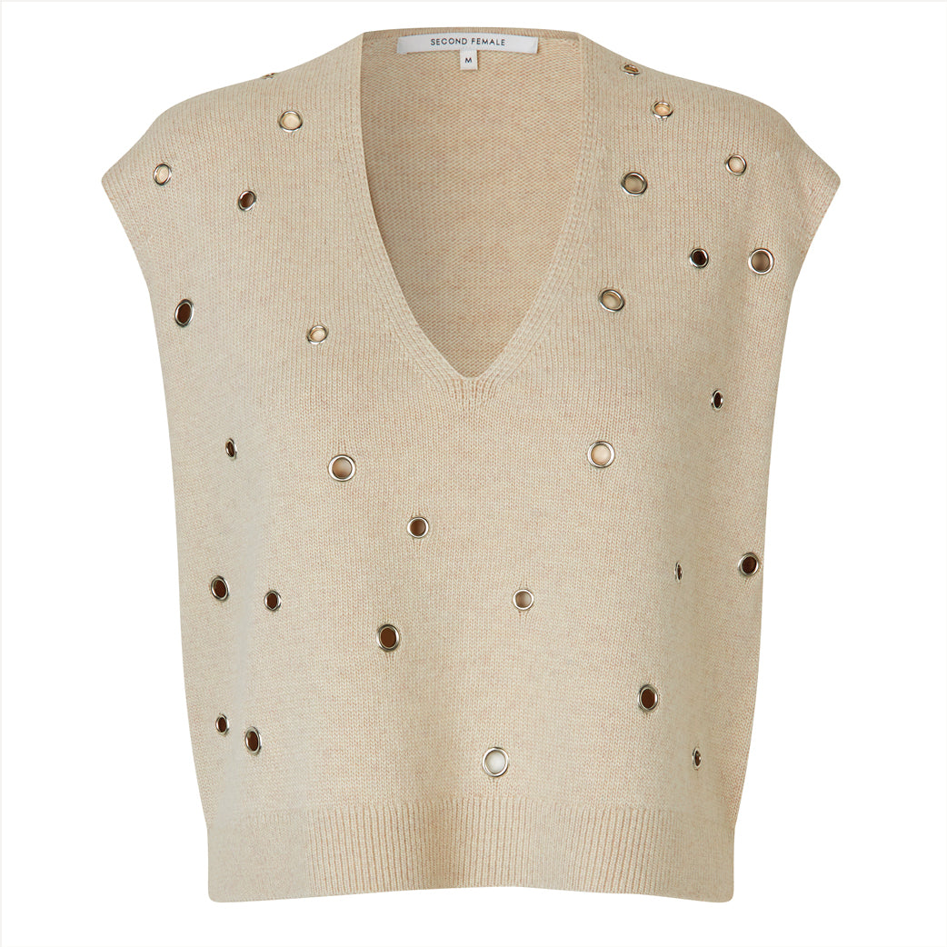 SECOND FEMALE Camra Knit Vest Summer Sand