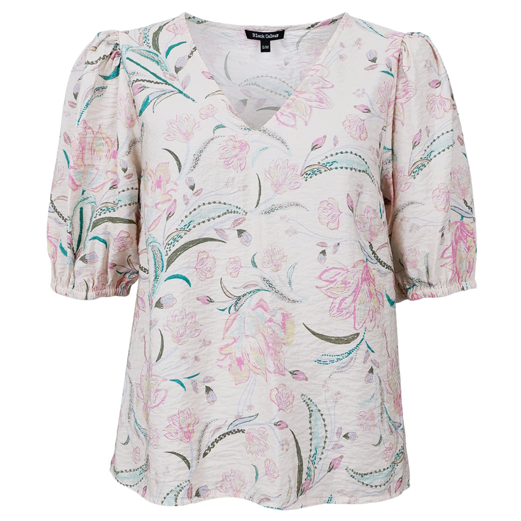 BLACK COLOUR Bccassandra SS Blouse Off White Rose