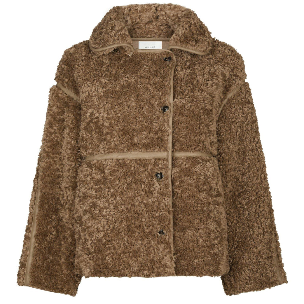 NEO NOIR Castor Faux Fur Jacket Taupe