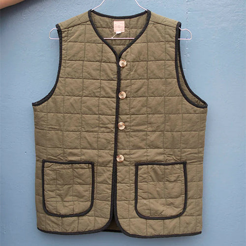 CRAFT SISTERS Quilted Waistcoat Army